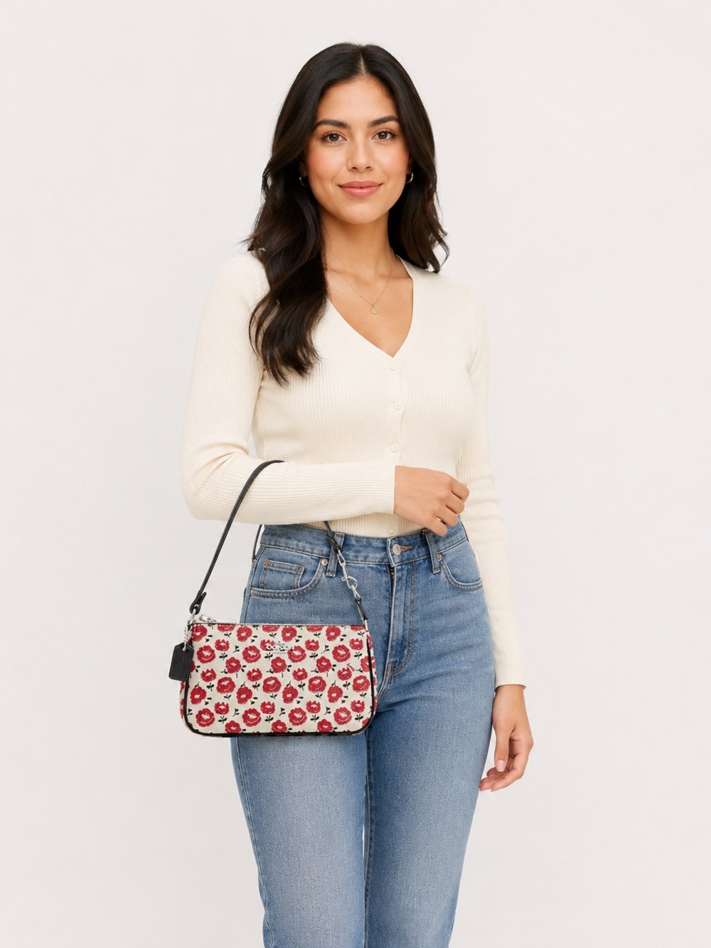 Coach Nolita 19 Floral Chalk/Black Multi Colored Shoulder Bag NWT